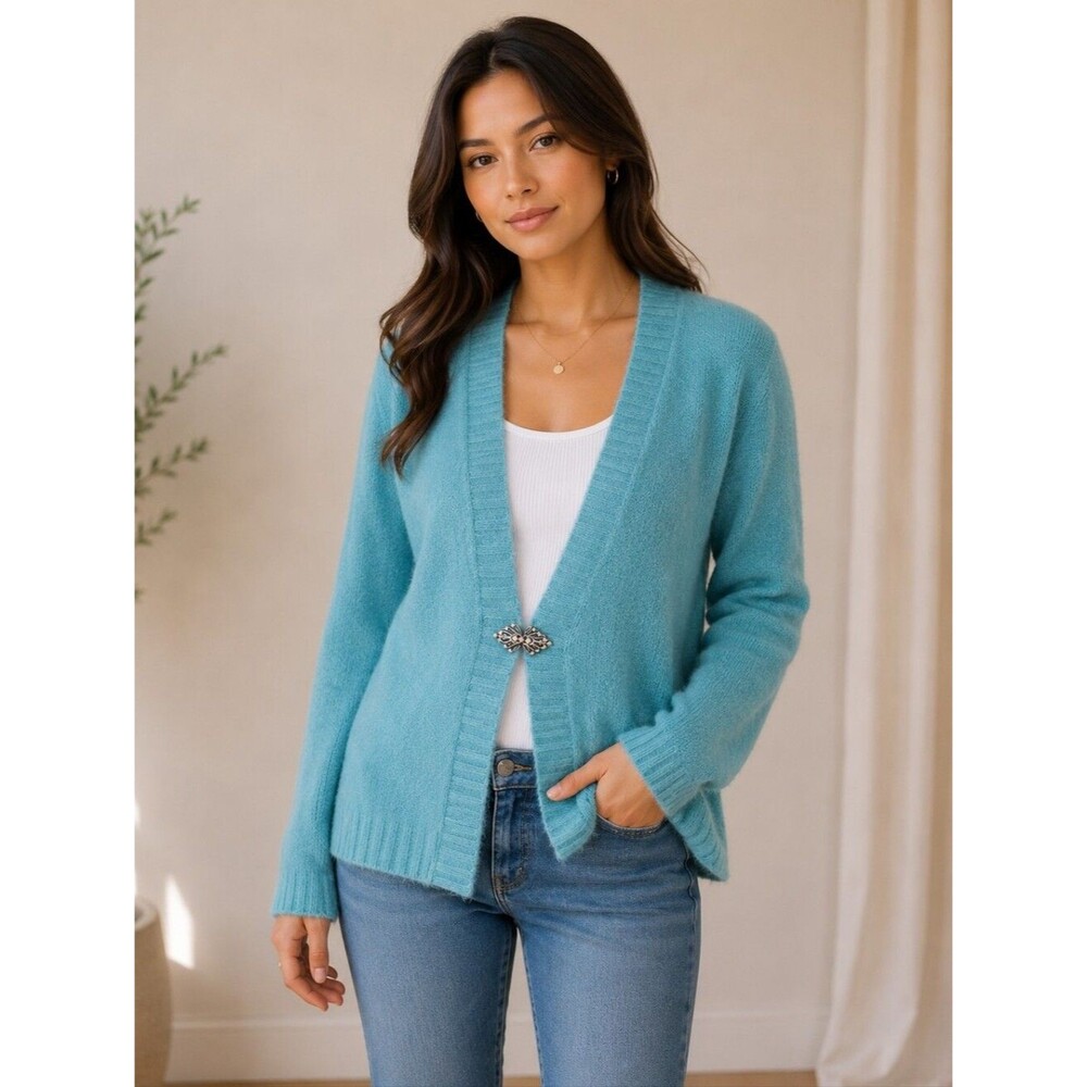 Faded Glory Stretch Open Knit Women's Cardigan Sweater with Decorative Clasp XL